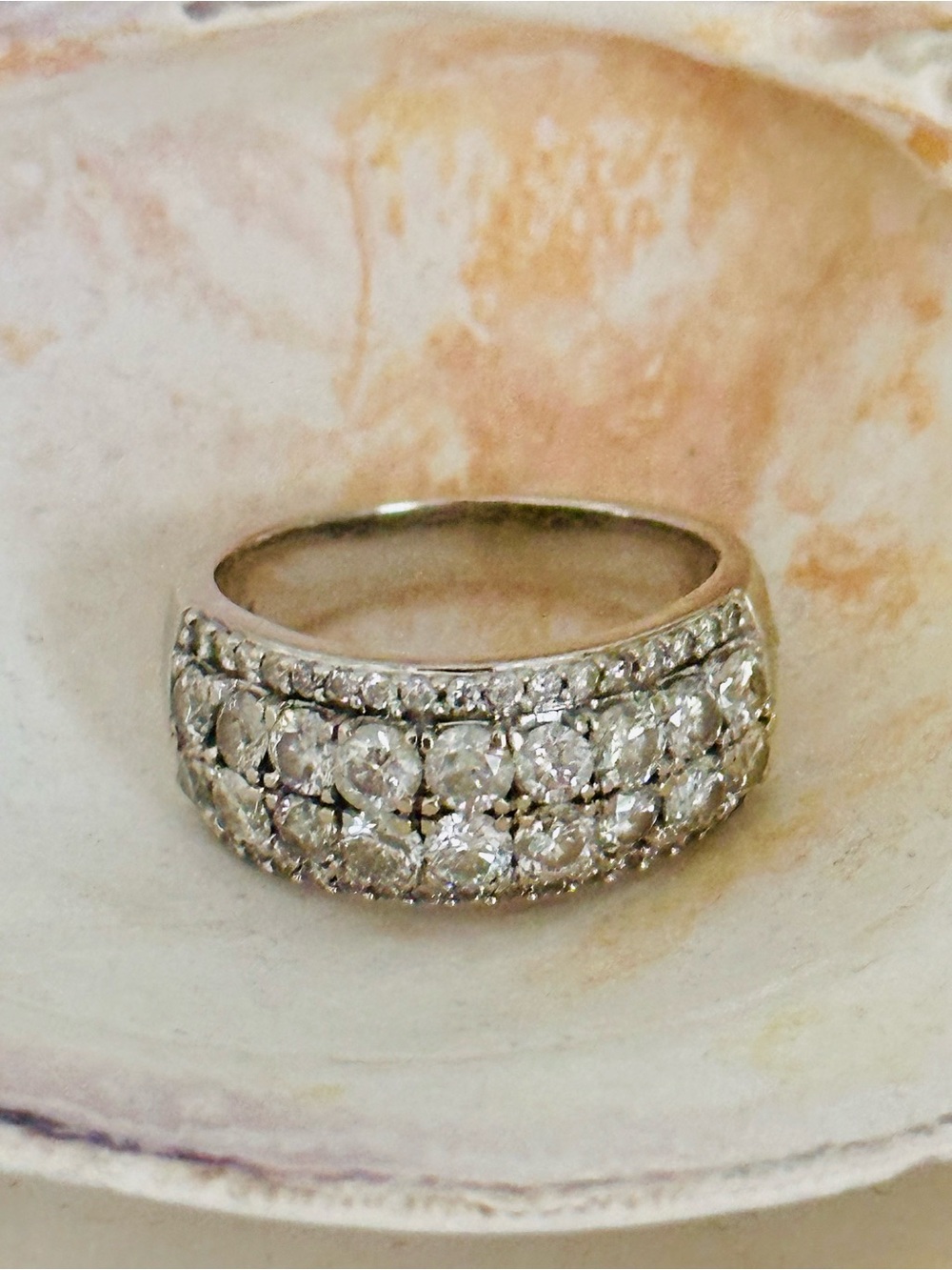 Elegant Diamond White Gold Multi-Row Women's Ring
